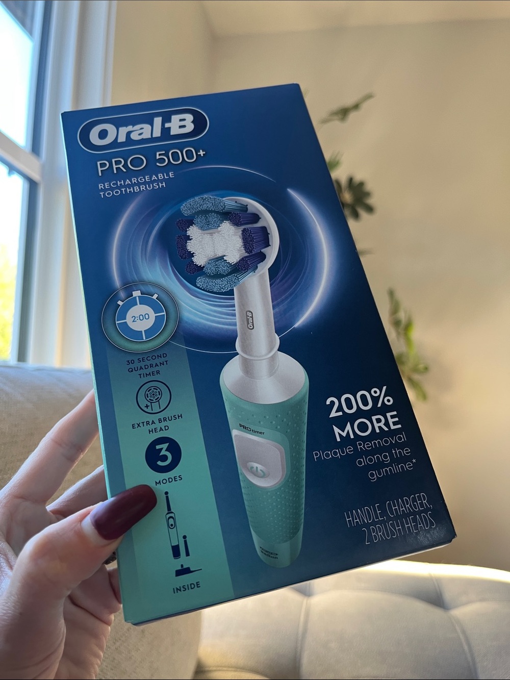 Oral‑B Pro 500+ Rechargeable Electric Toothbrush — Mint Green